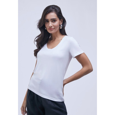 T-Shirt Lemon Gola V Modal Branca