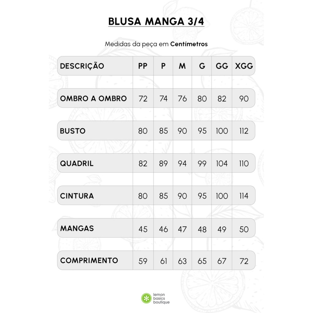 Blusa Lemon Manga 3/4 Decote Canoa Modal Marinho