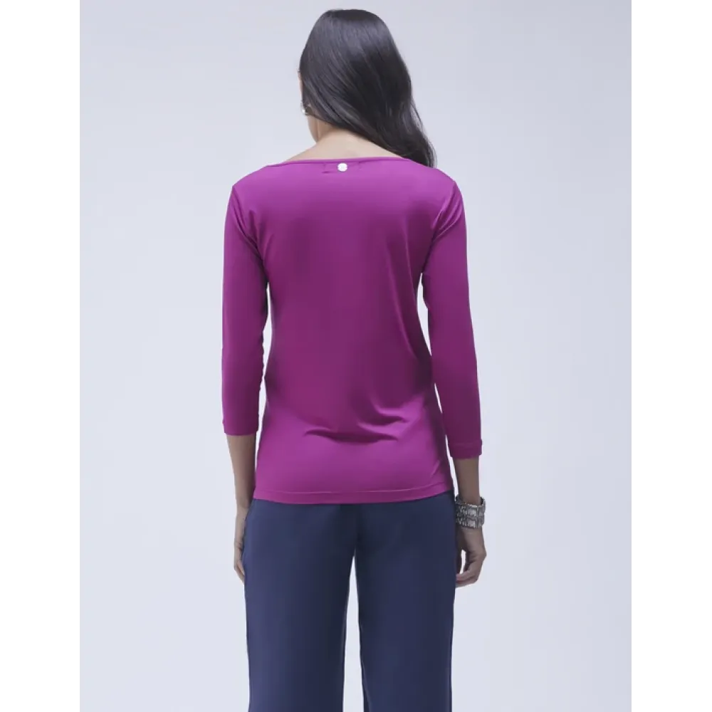 Blusa Lemon  Manga 3/4 Decote Canoa Modal Aghata Rosa
