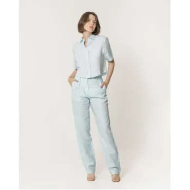 Calça Alfaiataria Reta Soft Blue Lemon Basic