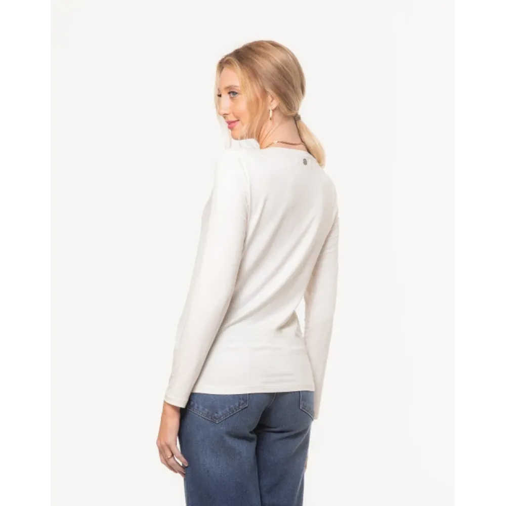 Blusa Manga Longa Gola Careca Modal Branca