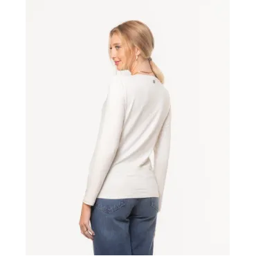 Blusa Manga Longa Gola Careca Modal Branca