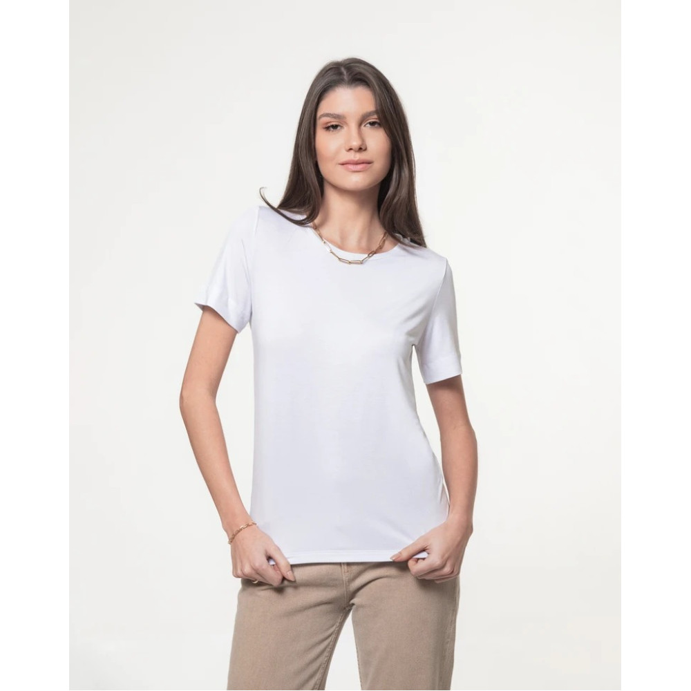 T-shirt Lemon Gola Careca Modal Branca