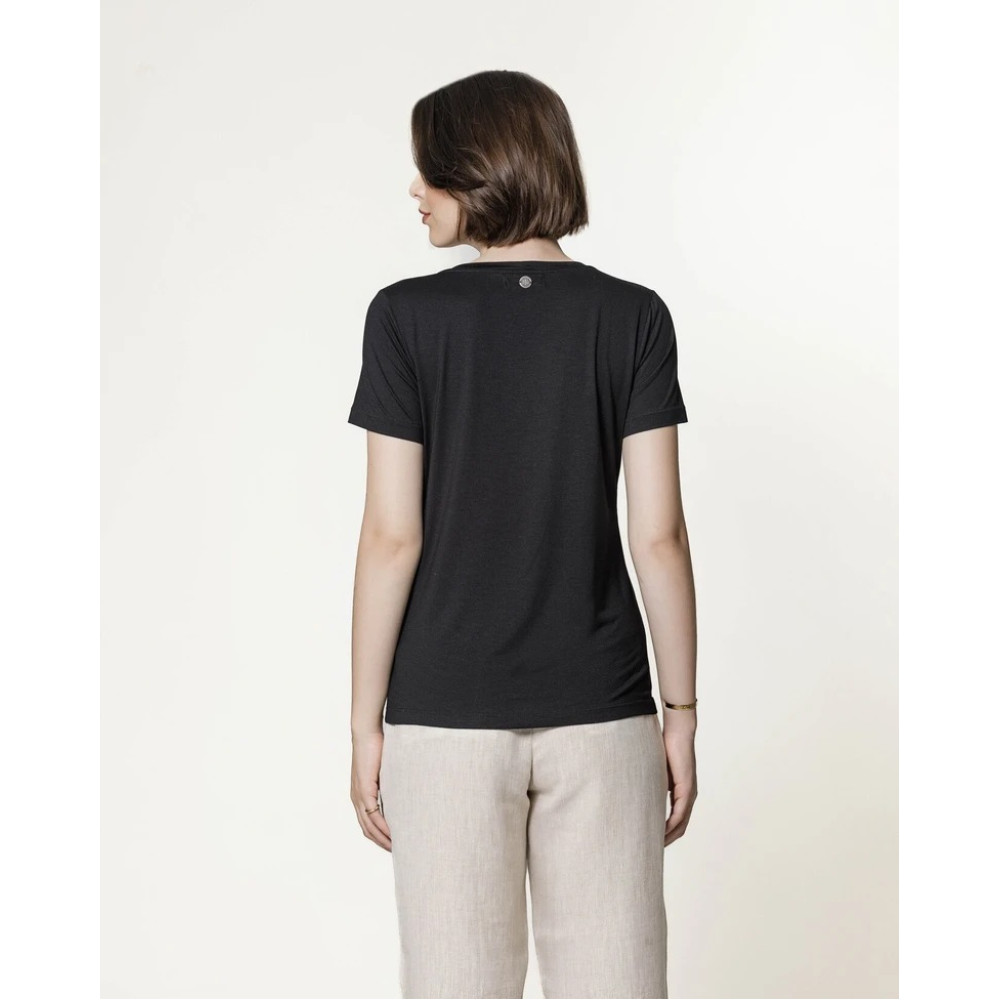 T-shirt Lemon Gola V Modal Preto