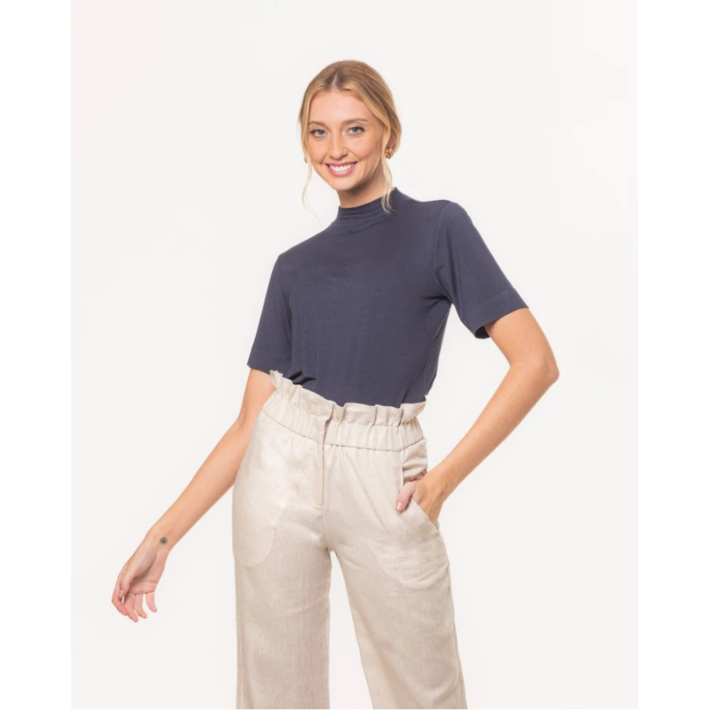 T-shirt Lemon Gola Turtleneck Modal Marinho