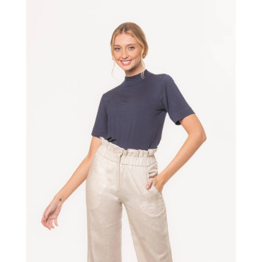 T-Shirt Lemon Gola Turtleneck Modal Marinho