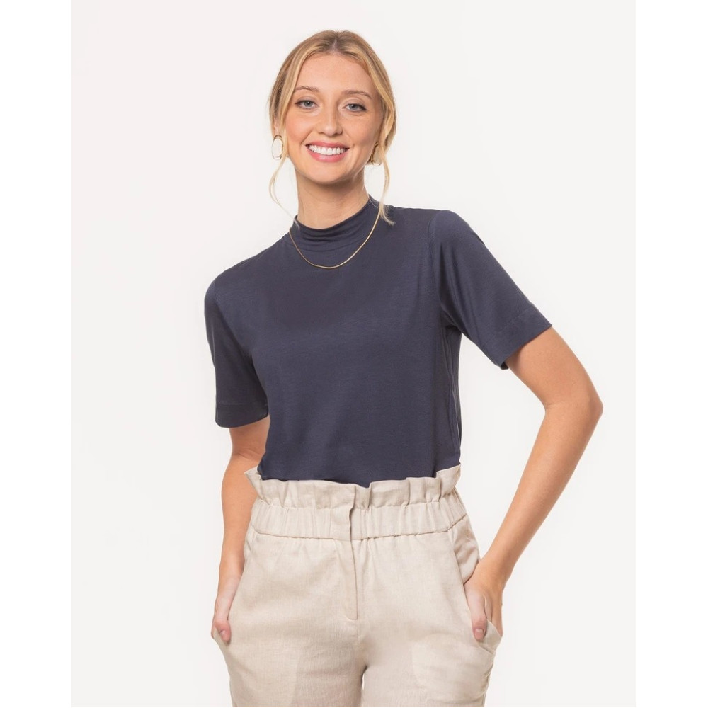 T-shirt Lemon Gola Turtleneck Modal Marinho