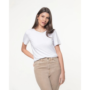 T-Shirt Lemon Gola Careca Modal Branca