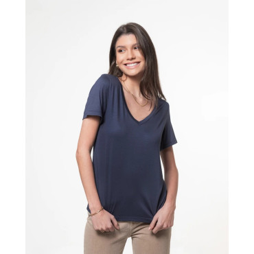 T-Shirt Lemon Gola V Modal Marinho