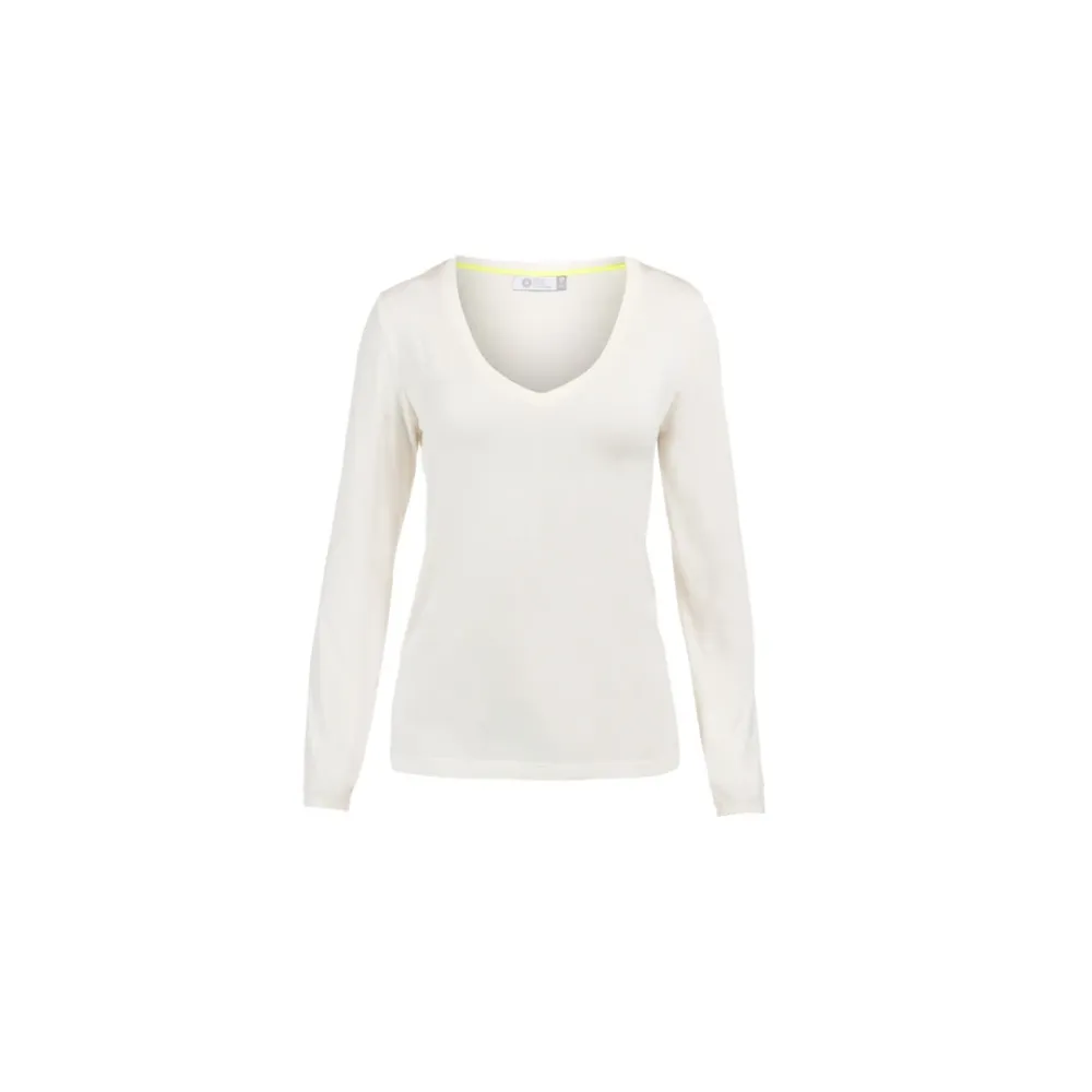 Blusa Lemon Manga Longa Gola V Modal Off White