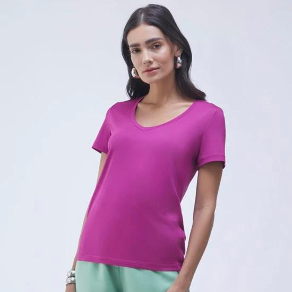 T-shirt Lemon Gola V Modal Aghata Rosa