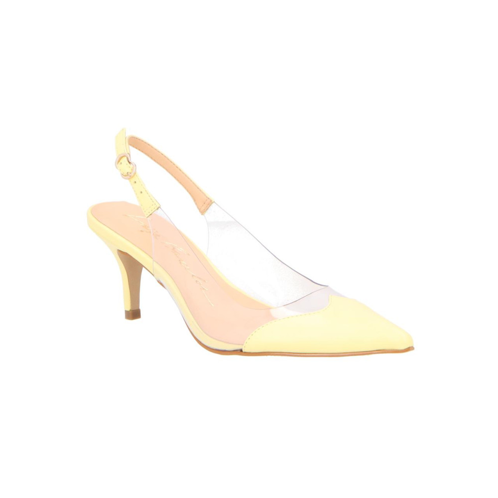 Scarpin Luiza Barcelos Slingback Salto Médio Vinil Amarelo