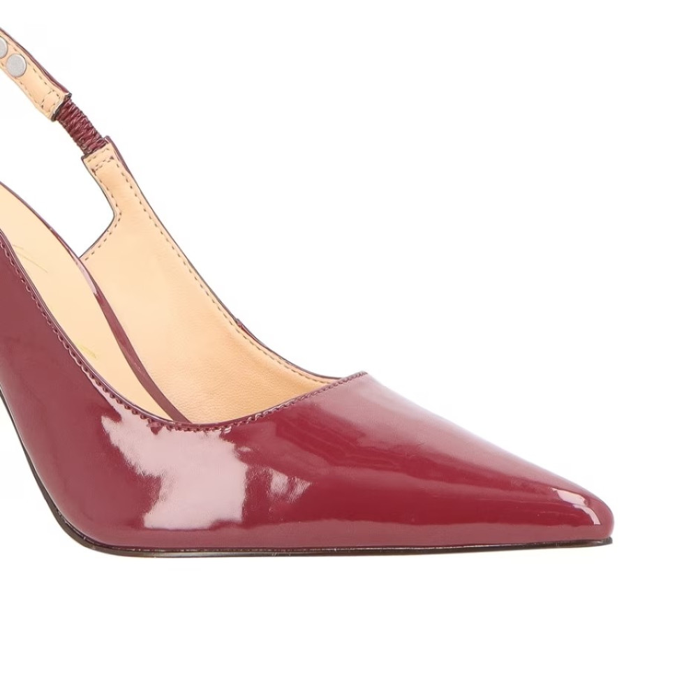 Slingback Luiza Barcelos Salto Alto Pirâmides Vinho Marsala