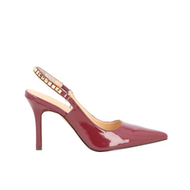 Slingback Luiza Barcelos Salto Alto Pirâmides Vinho Marsala