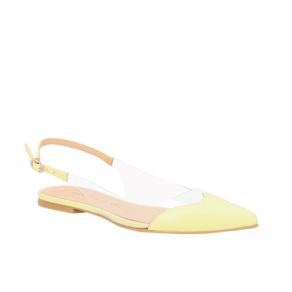 Sapatilha Slingback Em Couro Amarelo Claro Vinil