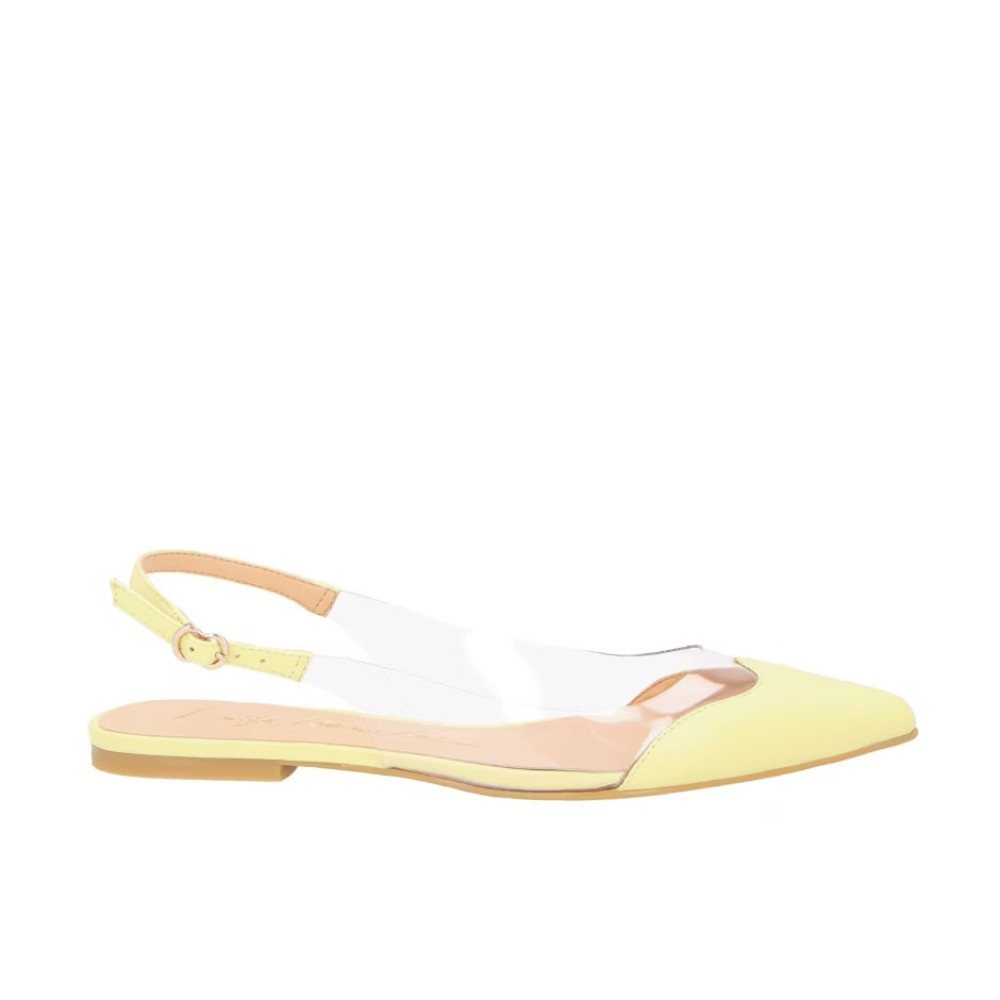 Sapatilha Slingback Em Couro Amarelo Claro Vinil