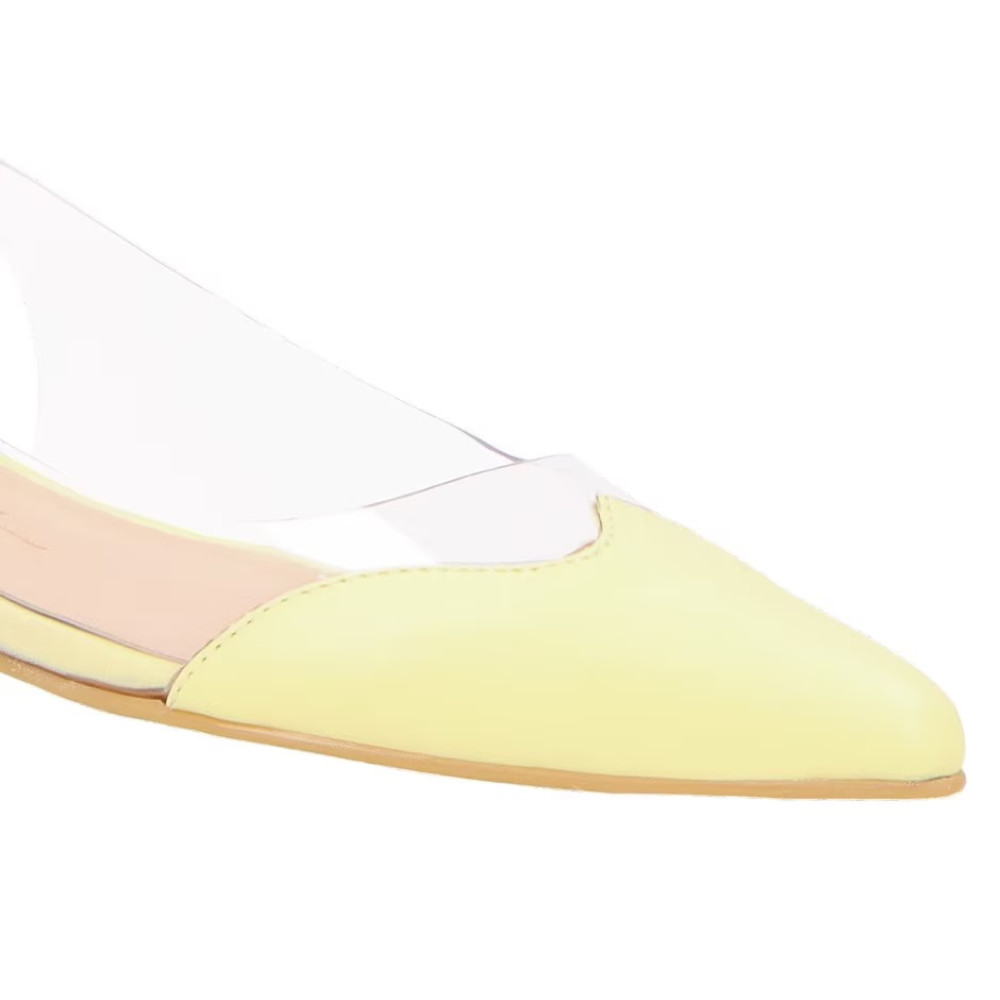 Sapatilha Slingback Em Couro Amarelo Claro Vinil