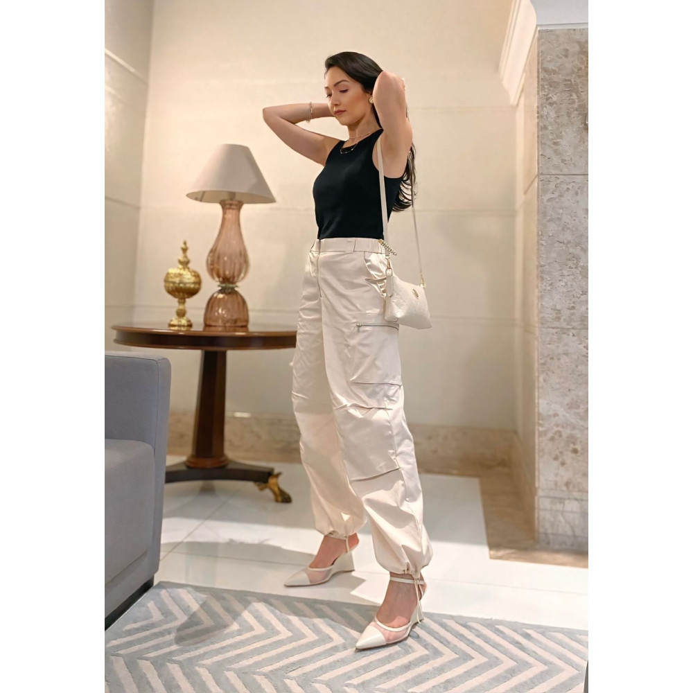 Scarpin Luiza Barcelos De Salto Anabela Off White