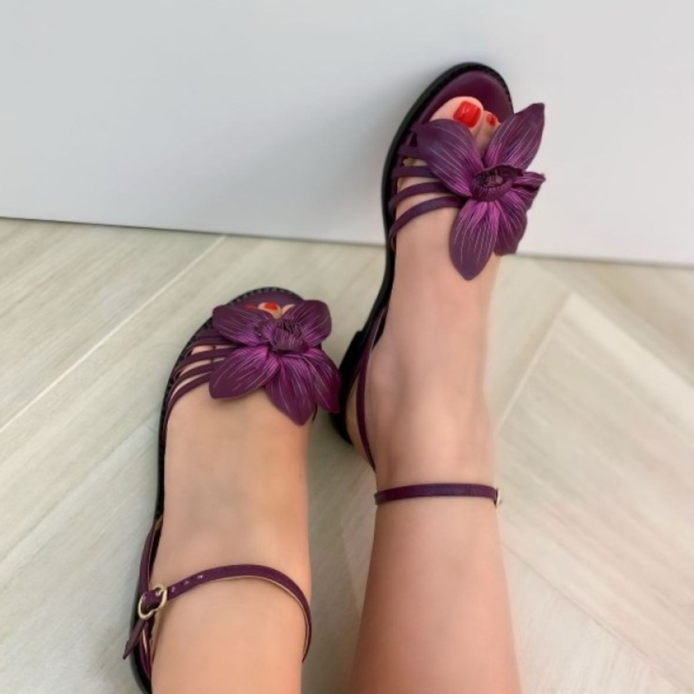 Rasteira Luiza Barcelos Maxi Flor Roxo