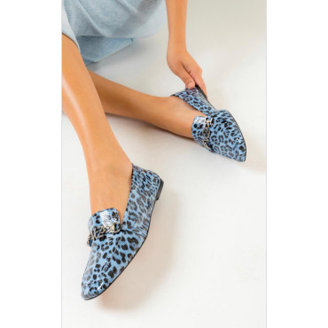 Loafer Vicenza Quadrado Animal Print Azul