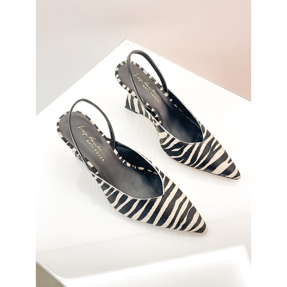 Scarpin Slingback Luiza Barcelos Anabela Pelo De Zebra