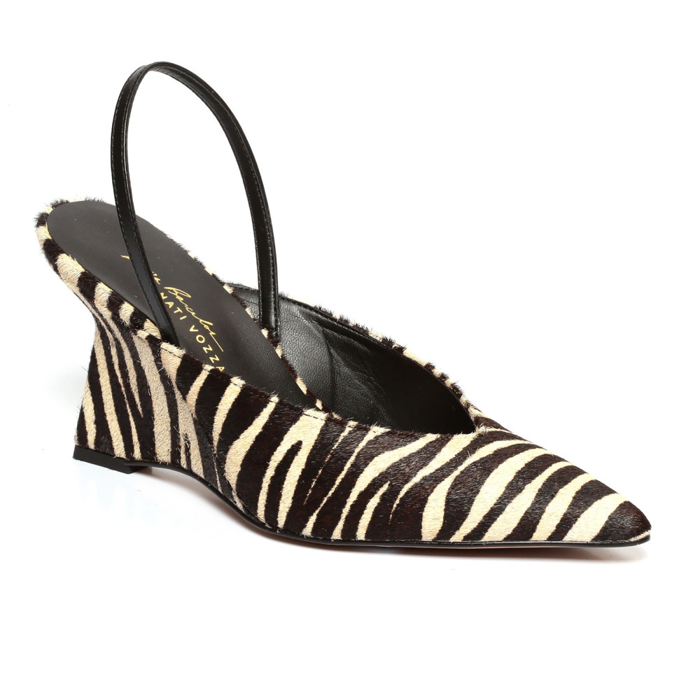 Scarpin Slingback Luiza Barcelos Anabela Pelo De Zebra