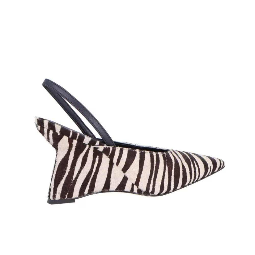 Scarpin Slingback Luiza Barcelos Anabela Pelo De Zebra