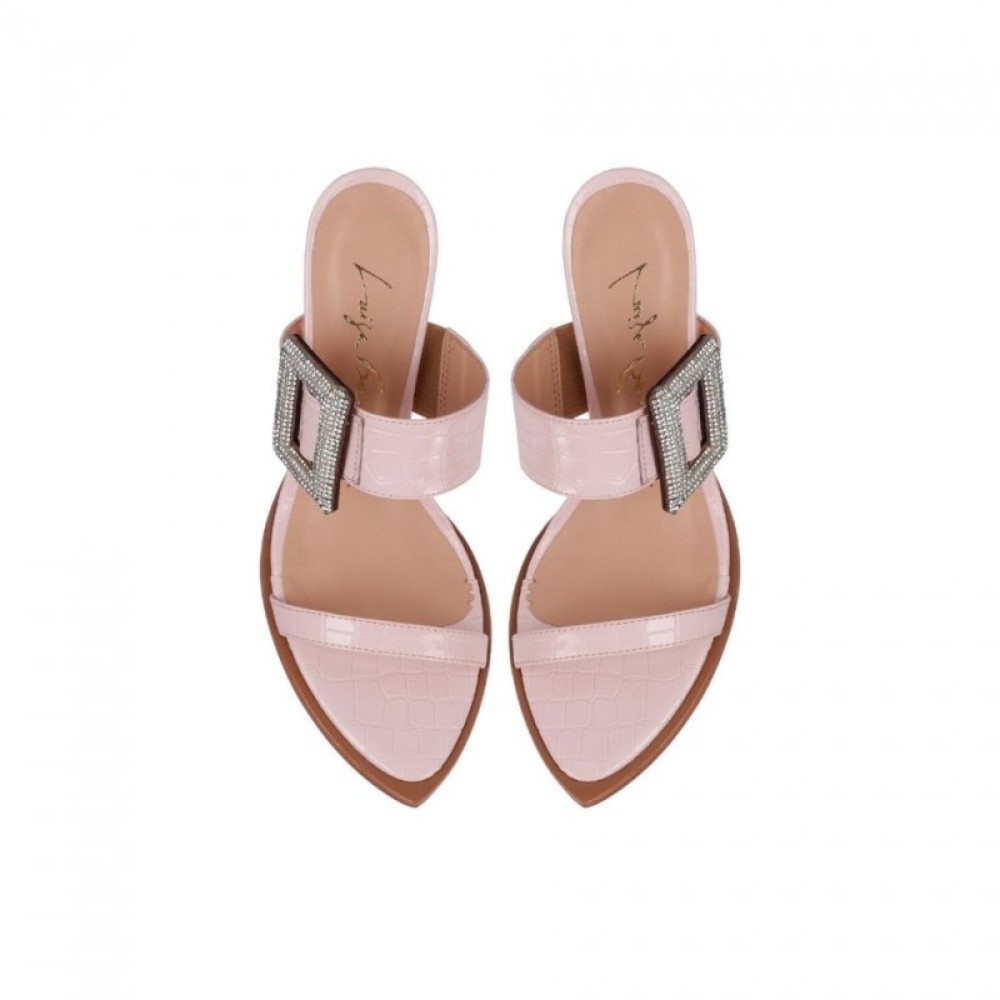 Mule Luiza Barcelos Com Fivela Rosa Bellini