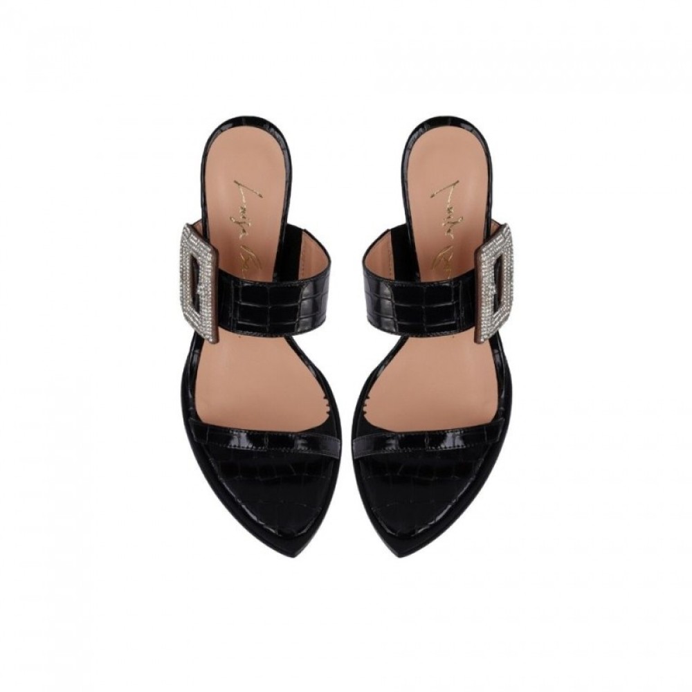 Mule Luiza Barcelos Com Fivela Preto