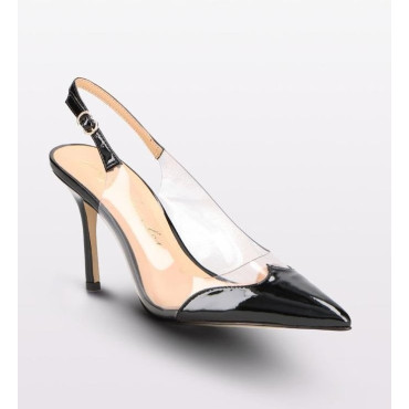 Scarpin Luiza Barcelos Slingback Vinil Preto