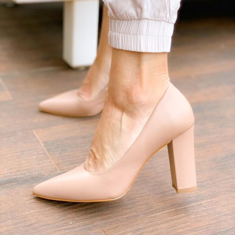 Scarpin Resedá Salto Bloco Nude